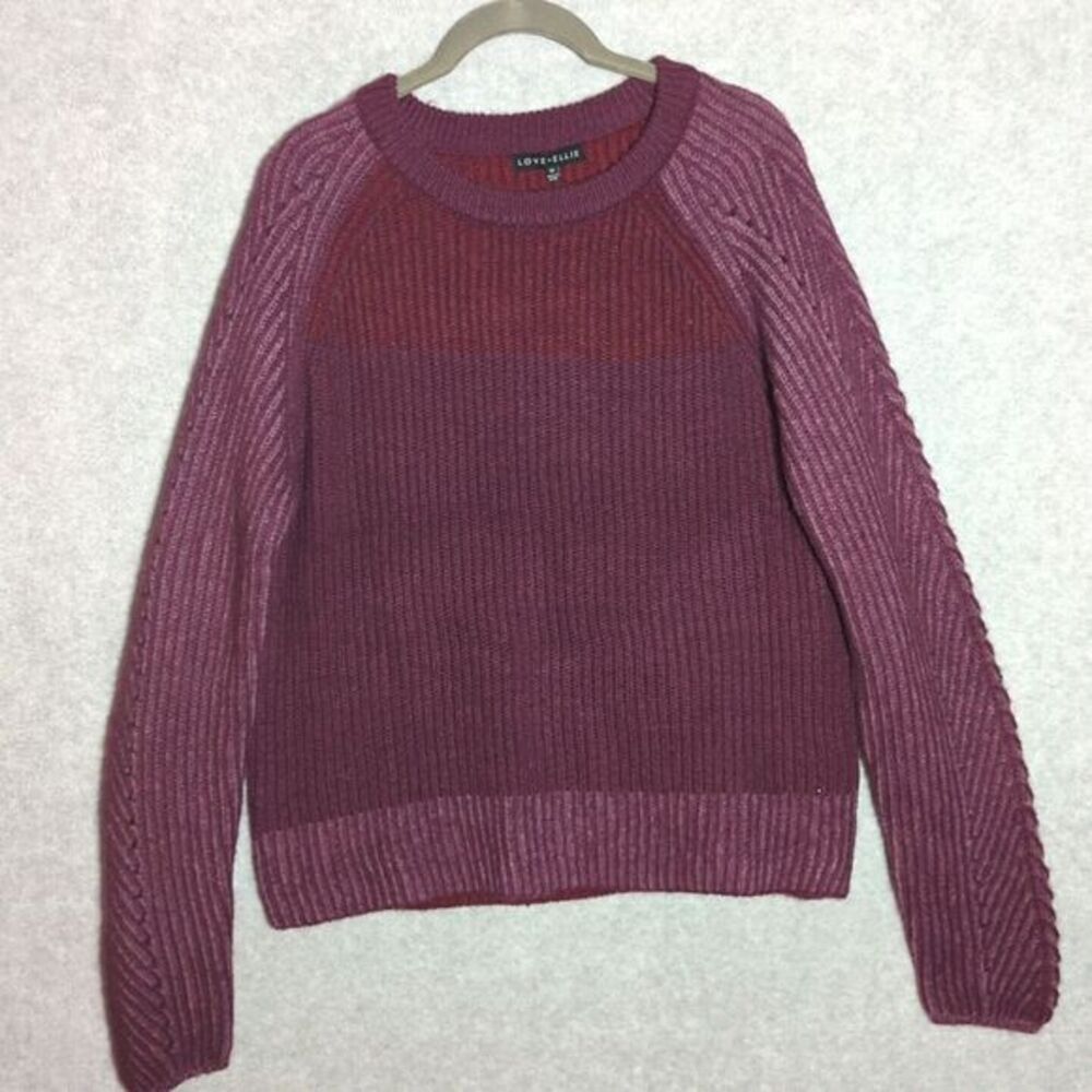 LOVE ELLIE Ribbed Knit Chunky‎ Sweater Women's Medium Purple Grunge Y2K 90s Boxy